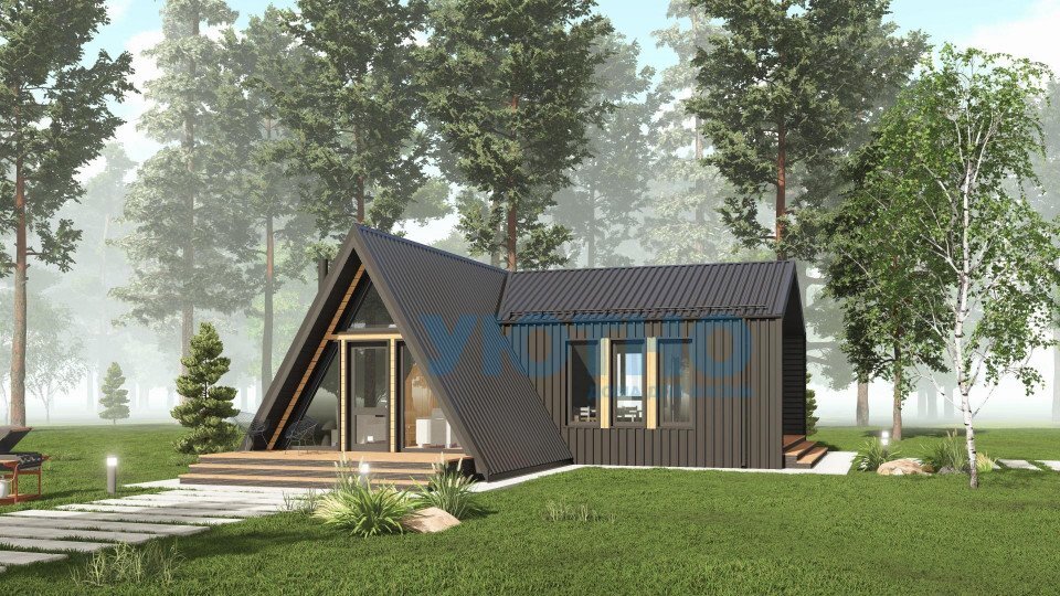 Проект дома Брусинка A-Frame 72