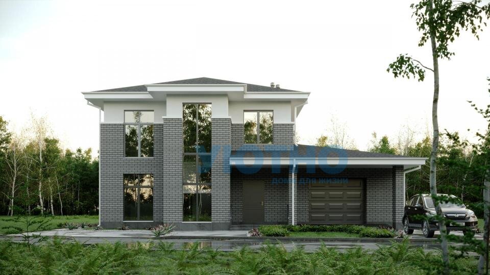 Проект дома Веванта Империал с гаражом (фасад силикатный кирпич)