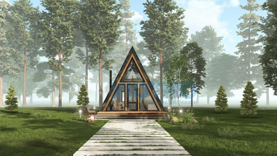 Проект дома Брусинка A-Frame 35